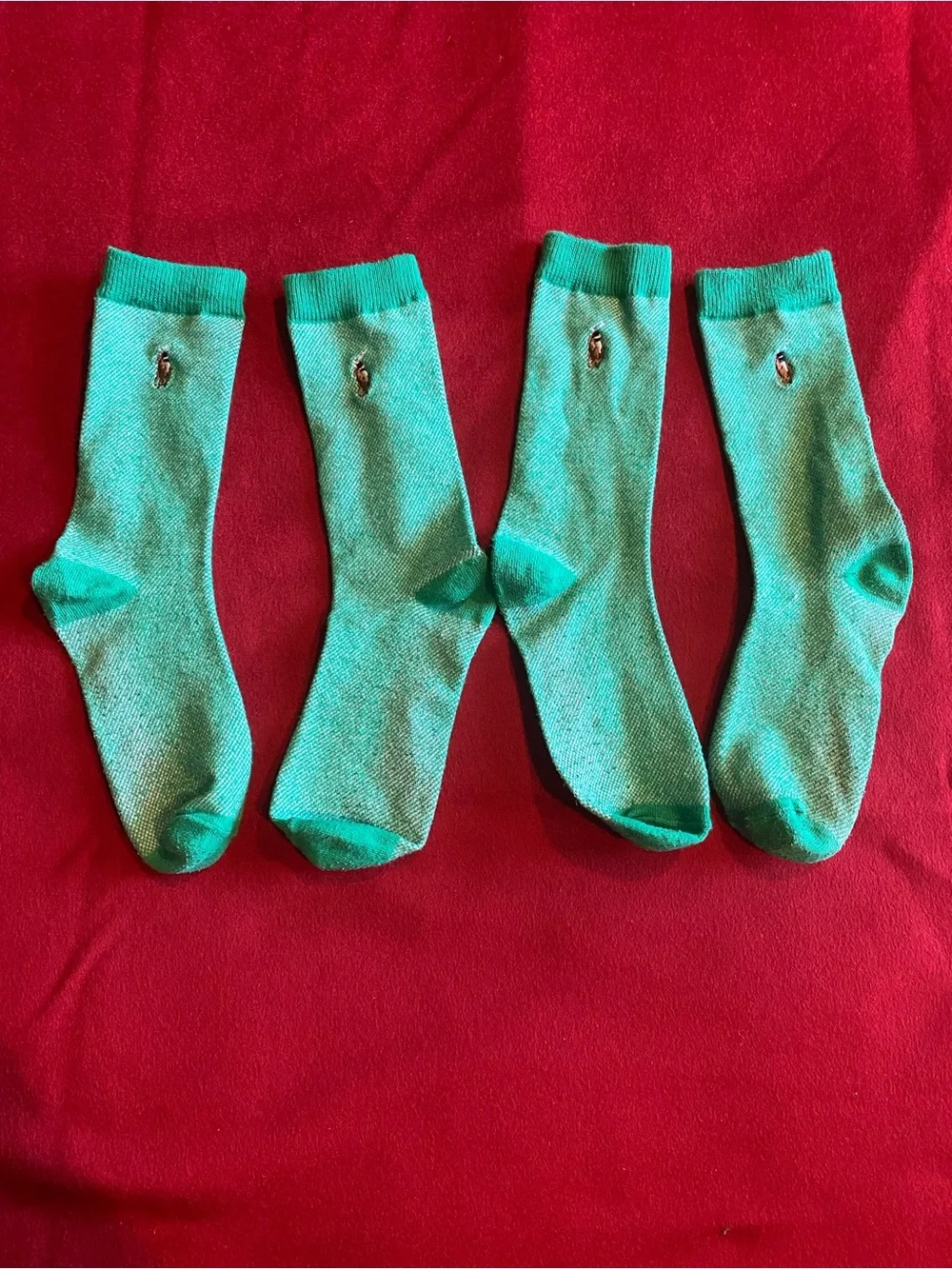 Ralph Lauren Teal Crew Socks - 2 Pairs, Cotton